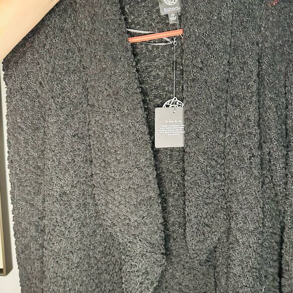 NWT Bobeau Dropped Shawl Collar Chunky Knit Black Cardigan Size Extra Small - Picture 6 of 7